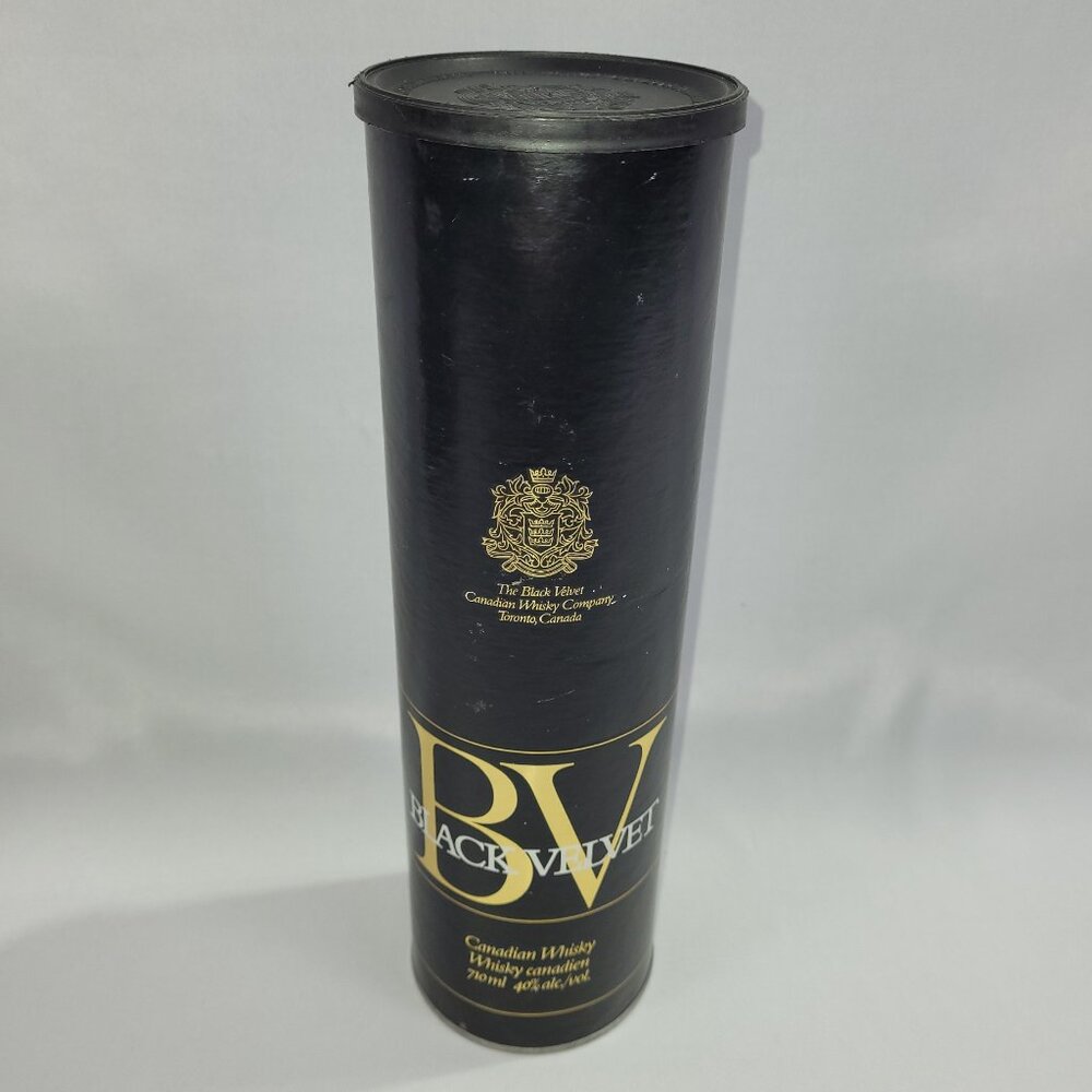 Black Velvet Vintage Canadian Whisky Canister 12.5" Bottle Tube 1.14 L Holder